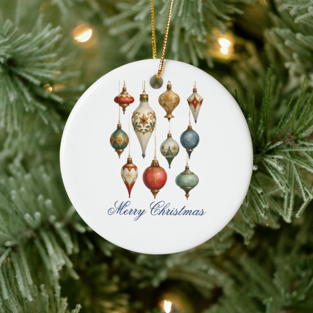 Elegant Vintage Christmas Ornaments Script  Julgransprydnad Keramik (Träd)