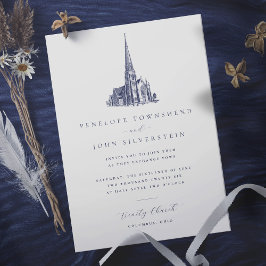Elegant Vintage Church Illustration Bröllop Inbjudningar