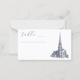 Elegant Vintage Church Illustration Bröllop Placeringskort