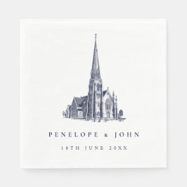 Elegant Vintage Church Illustration Wedding Pappersservett