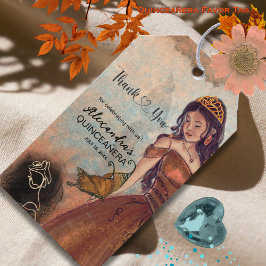 Elegant Vintage Copper Ro Quinceañera Favor Tag Presentetikett