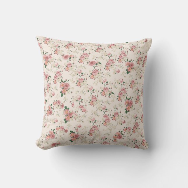 Elegant Vintage Cottage Rose Kudde (Framsida)