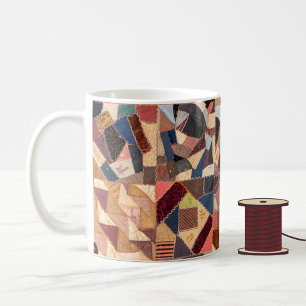 Elegant Vintage Crazy Patchwork Quilt Mönster Kaffemugg