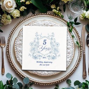 Elegant Vintage Crest 5-års bröllopsdag Pappersservett
