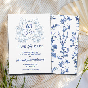 Elegant Vintage Crest 65-års bröllopsjubileum Spara Datumet