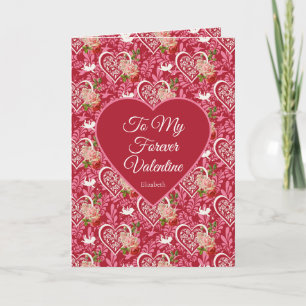 Elegant Vintage Cupid & Röda Roser Valentinsdag Kort