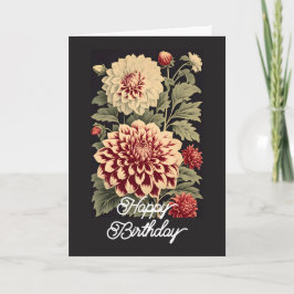 Elegant Vintage Dahlia Flower Grattis på födelseda Kort