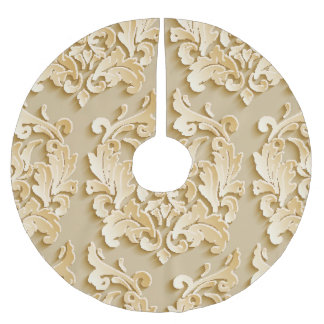 Elegant Vintage Damask Pattern Struktur Julgransmatta Borstad Polyester