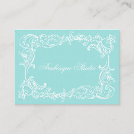 Elegant Vintage Damask Robin's Egg Blue and White Visitkort