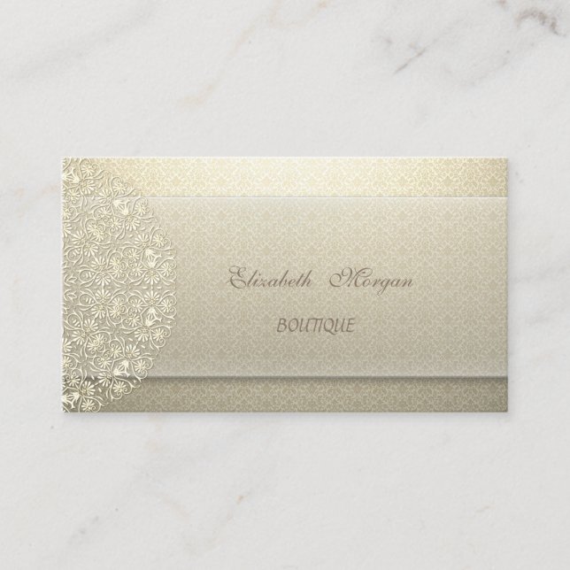 Elegant Vintage, Damask, Spets Visitkort (Framsida)