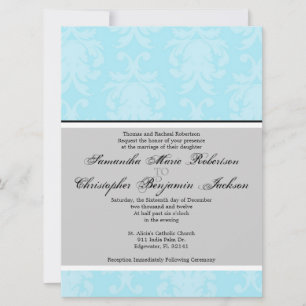 Elegant Vintage Damask Wedding Inbjudan