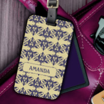 Elegant vintage, damm, marin gult, monogram