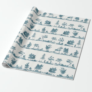 Elegant Vintage Dammblå Jakt Toile Presentpapper