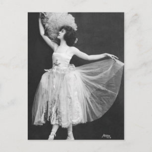Elegant Vintage Dancer Photographic Feather Fläkt Vykort