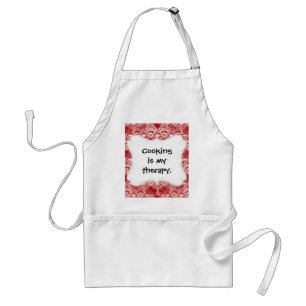 Elegant Vintage Distress Red White Snöre Damask Förkläde