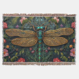 Elegant Vintage dragonfly boho botanical Filt