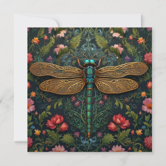Elegant Vintage dragonfly boho botanical Inbjudningar (Framsida)