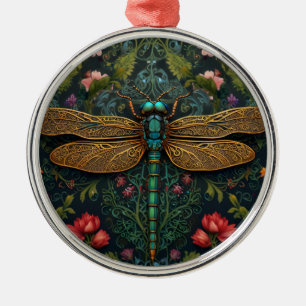 Elegant Vintage dragonfly boho botanical Julgransprydnad Metall