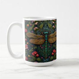 Elegant Vintage dragonfly boho botanical Kaffemugg