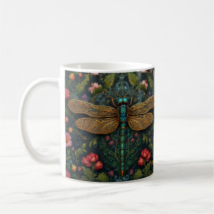 Elegant Vintage dragonfly boho botanical Kaffemugg