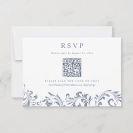 Elegant Vintage Dusty Blue Formal Wedding QR Code OSA Kort