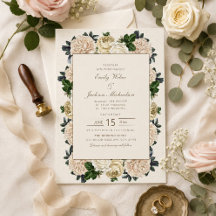 Elegant Vintage Elfenbensvit Kräm Blommig Bröllop