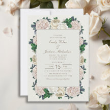 Elegant Vintage Elfenbensvit Krämfärgad Blommig Br