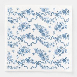 Elegant Vintage Engraved Blue Ro och Rosett band Pappersservett