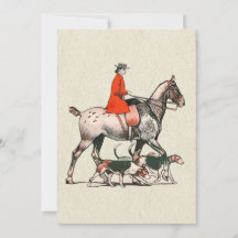 Elegant Vintage Equestrian Häst Ryttare med Hundar