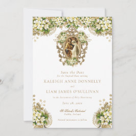 Elegant Vintage Finare-skript Foto Bröllop Spara Datumet