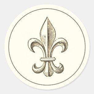 Elegant Vintage Fleur de Lis Gräns Sticker Runt Klistermärke