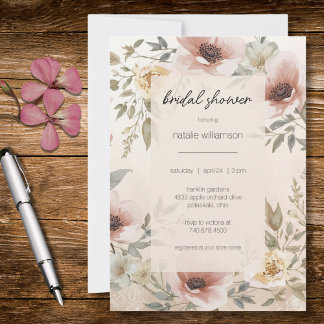 Elegant Vintage Floral Bridal Shower  Inbjudningar