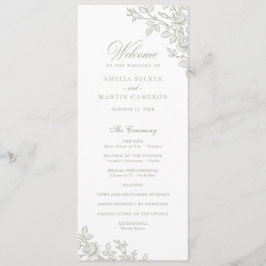 Elegant Vintage Floral Frame Sage Green Wedding  Program