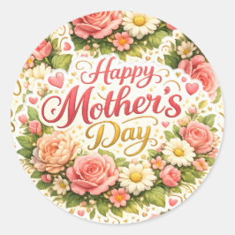 Elegant vintage floral Mother's Day envelope Runt Klistermärke