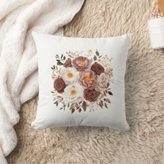Elegant Vintage Floral Throw Pillow with Soft Neut Kudde