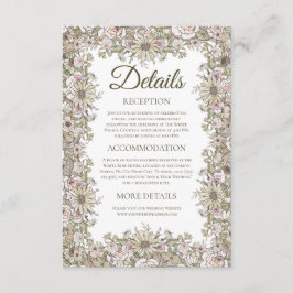 Elegant Vintage Floral Wedding Details Card Tilläggskort