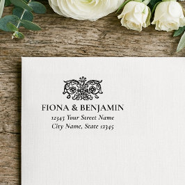 Elegant Vintage Floral Wedding Return Address Självfärgande Stämpel