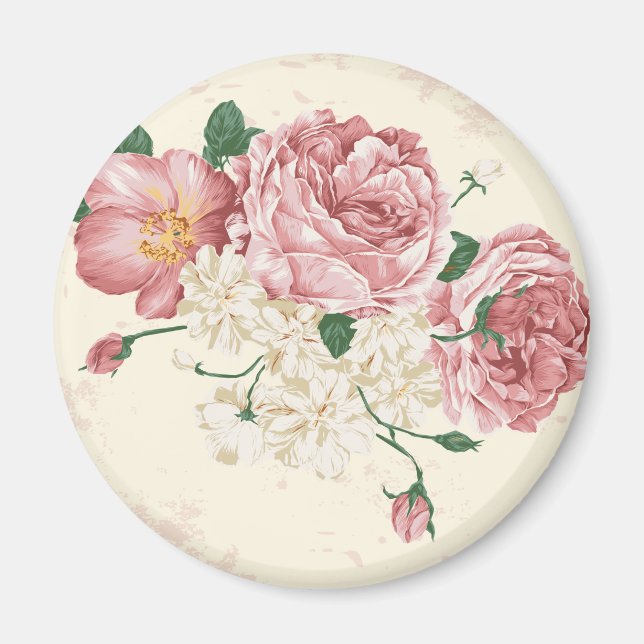 Elegant Vintage Flowers Magnet (Framsidan)