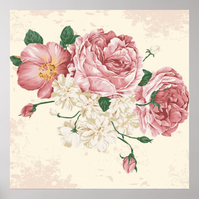 Elegant Vintage Flowers Poster (Framsidan)