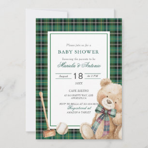 Elegant Vintage för vattenfärg i nalle Baby Inbjudningar