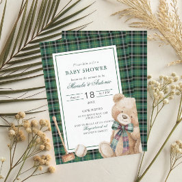 Elegant Vintage för vattenfärg i nalle Baby Inbjudningar