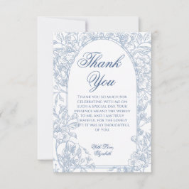 Elegant Vintage Fransk Blue Blommigt Toile Ram Tack Kort