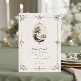 Elegant Vintage Fransk Château Bröllopsinbjudan Inbjudningar