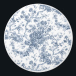 Elegant Vintage Fransk Engraved Blommigt Toile-Blu Knopp<br><div class="desc">Elegant- och portaväxt av vintage de jouy mönster med exotiska blommor,  vinstockar och bladverk som är sammanflätade med trädgårdar och basket av ro. Mönster anpassades från ett textilfragment av historisk Fransk ca 1910 i Smithsoniska samlingen. Mönster är högt men kan inte tippas.</div>