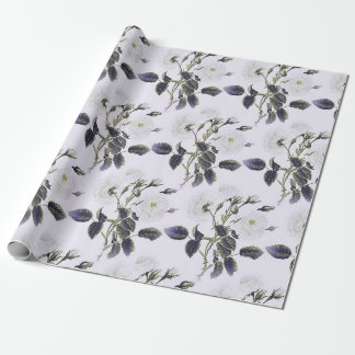 Elegant Vintage Fransk Engraved Blommigt Toile-Blu Presentpapper