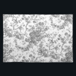 Elegant Vintage Fransk Förhöjt Blommigt Toile- Grå Bordstablett<br><div class="desc">Elegant- och portaväxt av grått och vit vintage de jouy mönster med exotiska blommor,  vinstockar och bladverk som är sammanflätade med trädgårdar och basket av ro. Mönster anpassades från ett textilfragment av historisk Fransk ca 1910 i Smithsoniska samlingen. Mönster är högt men kan inte tippas.</div>