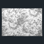 Elegant Vintage Fransk Förhöjt Blommigt Toile- Grå Bordstablett<br><div class="desc">Elegant- och portaväxt av grått och vit vintage de jouy mönster med exotiska blommor,  vinstockar och bladverk som är sammanflätade med trädgårdar och basket av ro. Mönster anpassades från ett textilfragment av historisk Fransk ca 1910 i Smithsoniska samlingen. Mönster är högt men kan inte tippas.</div>