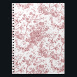 Elegant Vintage Fransk Förhöjt Blommigt Toile-Rosa Anteckningsbok<br><div class="desc">Elegant- och portaväxt av rosa och vit vintage de jouy mönster med exotiska blommor,  vinstockar och bladverk som är sammanflätade med trädgårdar och basket av ro. Mönster anpassades från ett textilfragment av historisk Fransk ca 1910 i Smithsoniska samlingen. Mönster är högt men kan inte tippas.</div>