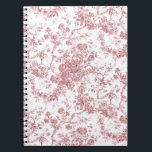 Elegant Vintage Fransk Förhöjt Blommigt Toile-Rosa Anteckningsbok<br><div class="desc">Elegant- och portaväxt av rosa och vit vintage de jouy mönster med exotiska blommor,  vinstockar och bladverk som är sammanflätade med trädgårdar och basket av ro. Mönster anpassades från ett textilfragment av historisk Fransk ca 1910 i Smithsoniska samlingen. Mönster är högt men kan inte tippas.</div>