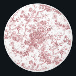 Elegant Vintage Fransk Förhöjt Blommigt Toile-Rosa Knopp<br><div class="desc">Elegant- och portaväxt av rosa och vit vintage de jouy mönster med exotiska blommor,  vinstockar och bladverk som är sammanflätade med trädgårdar och basket av ro. Mönster anpassades från ett textilfragment av historisk Fransk ca 1910 i Smithsoniska samlingen. Mönster är högt men kan inte tippas.</div>